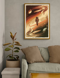 Affiche astronaute exploration spatiale rétrofuturiste