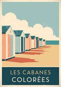 Affiche Les Cabanes Colorées style Art déco