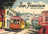 Affiche graphique - Tramway coloré dans les rues de San Francisco