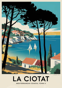 Affiche méditerranéenne rétro - Vue sur La Ciotat