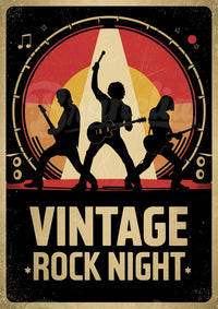Affiche de concert rock avec musiciens en silhouette