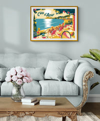 Affiche baigneurs détente bord de mer années 1930
