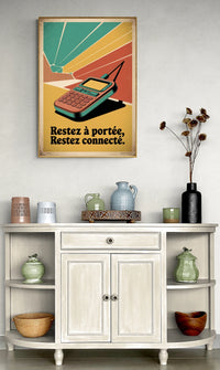 Affiche téléphone mobile rétro années 1980 connectivité