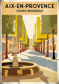 Affiche Cours Mirabeau Aix-en-Provence Art Déco
