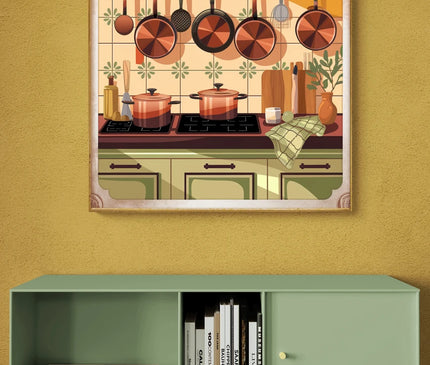 affiche vintage casseroles suspendues
