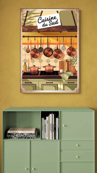 Affiche Sud avec batterie casseroles cuivre Cuisine