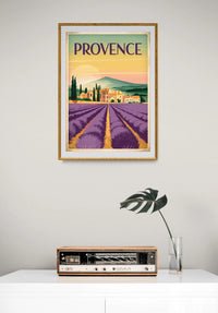 Affiche Champs de Lavande Méditerranéens Rétro