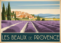 Affiche illustrée – Paysage de lavande en Provence