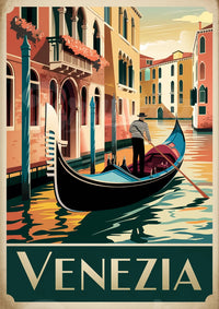 Illustration Gondole et Façades Colorées de Venise