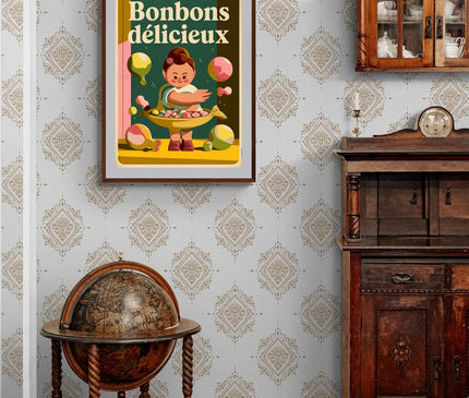 Affiche emballage bonbons vintage
