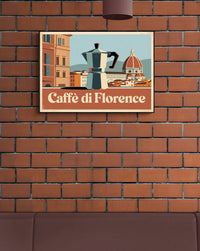 Affiche Caffè di Florence avec cafetière moka italienne