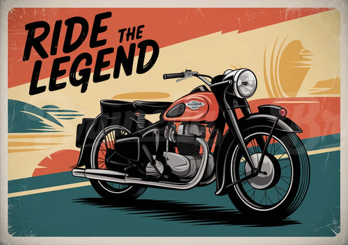 Affiche motocyclette rétro Ride The Legend