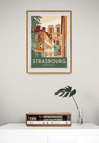 Affiche Strasbourg cathédrale style art déco années 1930