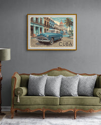 Affiche Cuba Chevrolet et Capitole La Havane