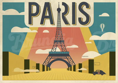 Affiche Eiffel rétro Art déco style années 1920
