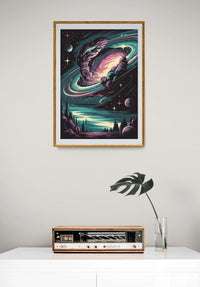 Affiche Galaxie Spirale Rétrofuturiste