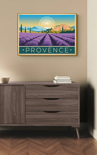 Affiche Champs de lavande style Art déco Provence