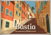 Affiche Bastia cœur de la Méditerranée style rétro