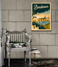 Affiche Bordeaux pont de pierre et vignobles