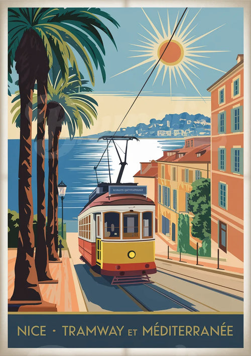 Affiche du tramway de Nice et la Méditerranée