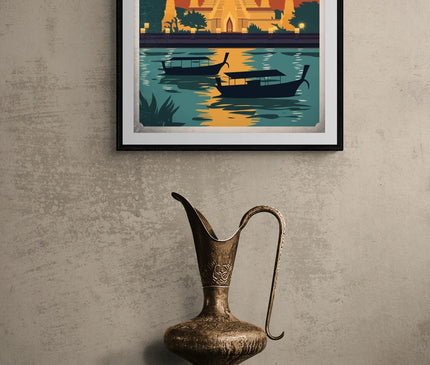 Affiche ambiance nocturne Bangkok vintage