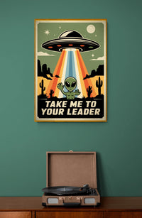 Affiche OVNI alien soucoupe volante rétro futuriste