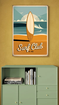 Affiche Club 1965 planche de surf vintage océan Surf