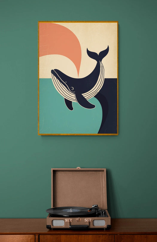 Affiche baleines rétro Vancouver Island