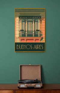 Affiche Buenos Aires balcon colonial Art déco