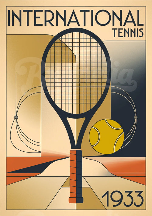 Affiche compétition tennis 1933 style Art déco