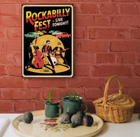 Affiche Rockabilly Fest, musiciens et voitures rétro