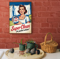 Affiche Super Clean femme lessive vintage 1950