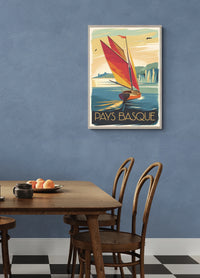 Affiche Voilier Pays Basque côte basque années 30