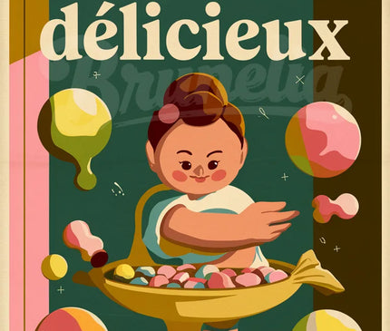 Affiche emballage bonbons vintage