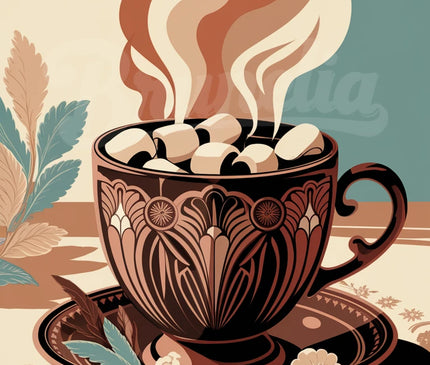 Affiche tasse chocolat chaud vintage