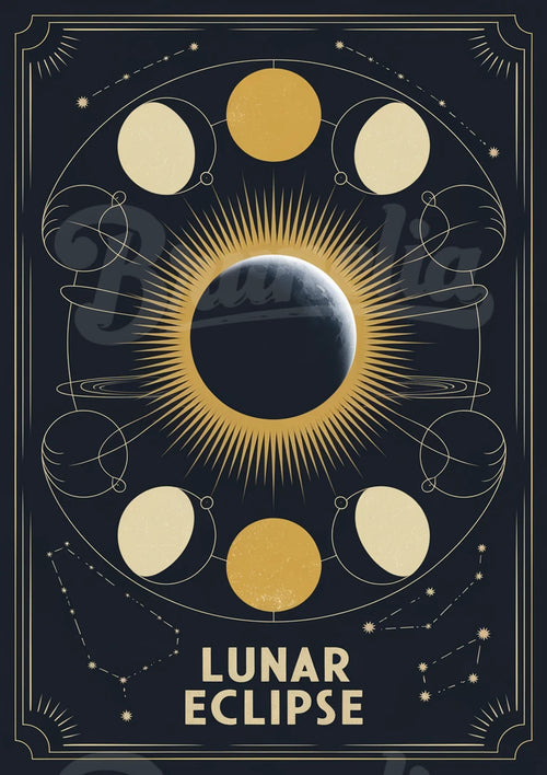 Affiche Éclipse Lunaire - Phases de Lune Mystiques