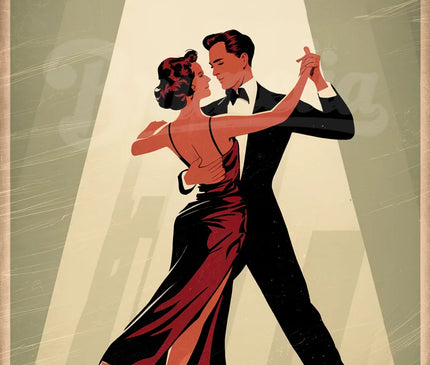 Affiche danseurs tango rétro