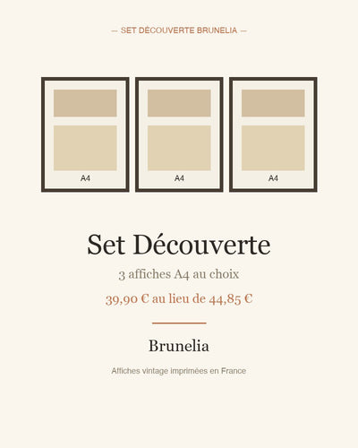 Affiche Set Découverte 3 cadres A4 vintage