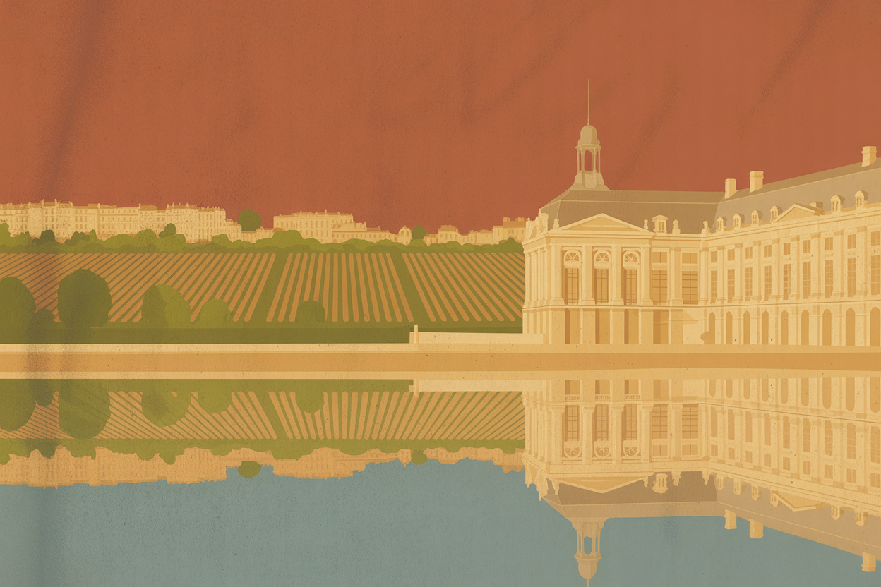 Affiche Bordeaux place de la Bourse vignobles Brunelia
