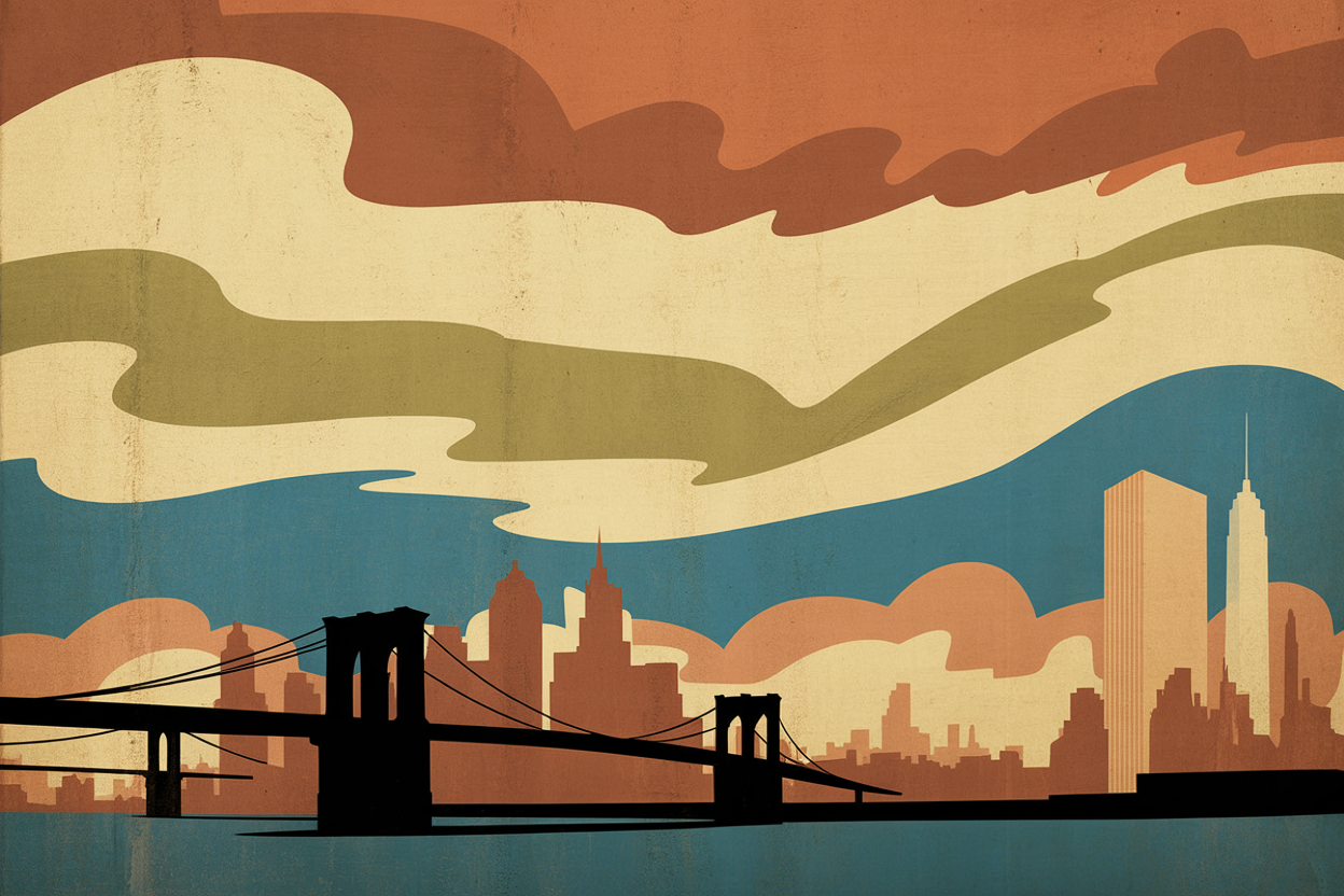 Affiche industrielle Brooklyn Bridge New York vintage Brunelia