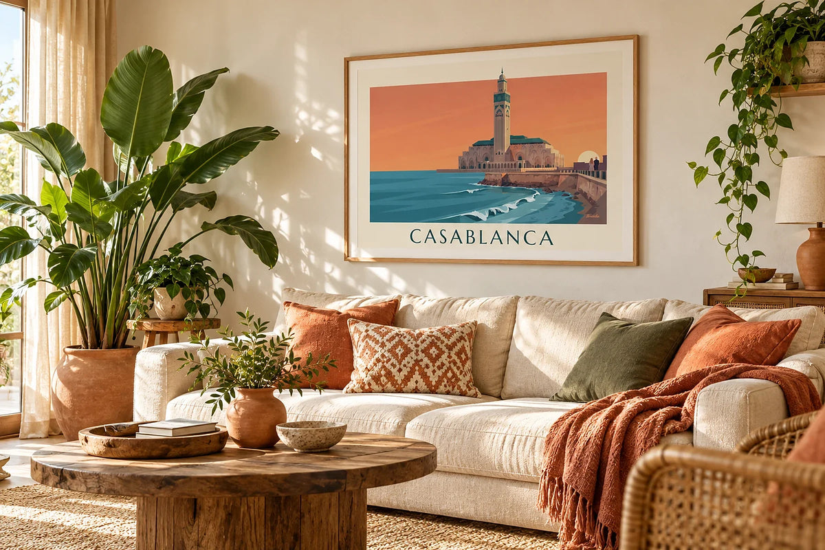 Affiche bohème, terracotta et plantes vertes pour signer un intérieur