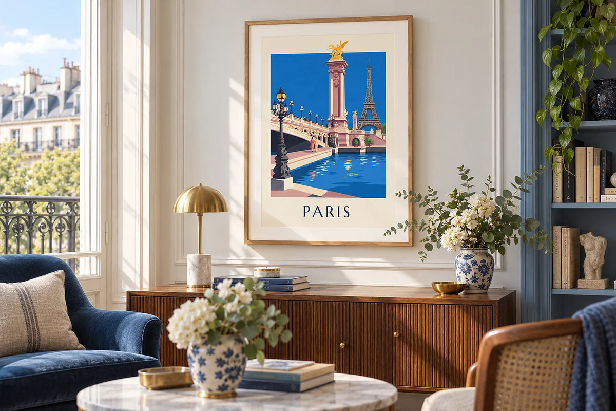 Affiches Paris vintage : Tour Eiffel, Montmartre et plan de la ville