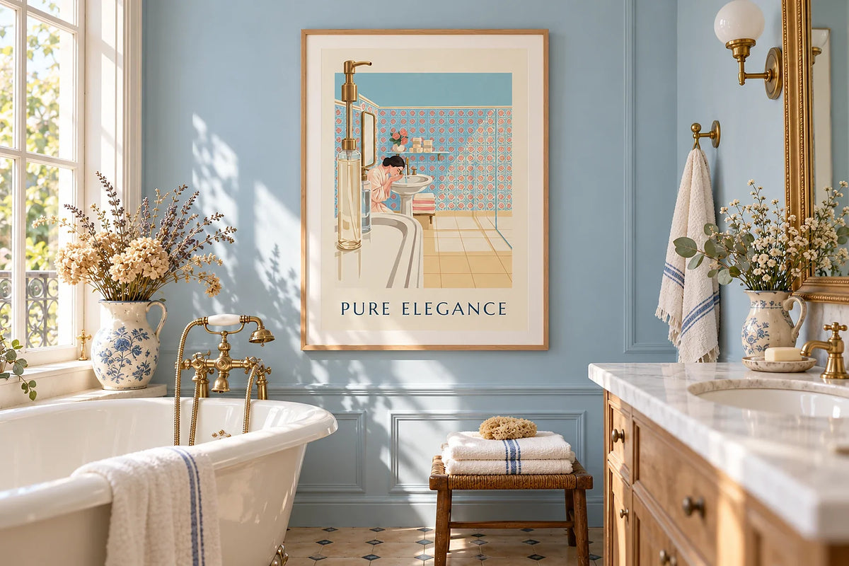 Affiches salle de bain vintage : savon publicitaire, Art déco et humour