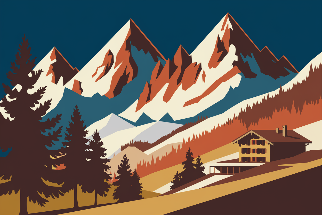 Affiche vintage Affiches montagne vintage, sublimer les Alpes et l Brunelia