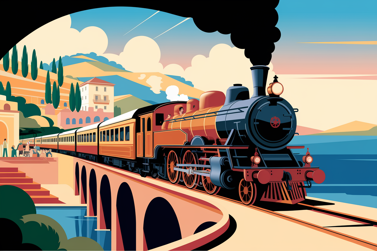 Train à vapeur PLM Belle Époque vintage