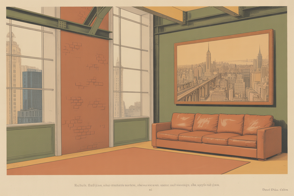 Affiche dans loft industriel brique Brunelia