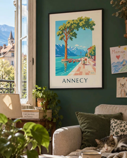 Affiches Annecy : affiche de la collection encadrée dans un intérieur