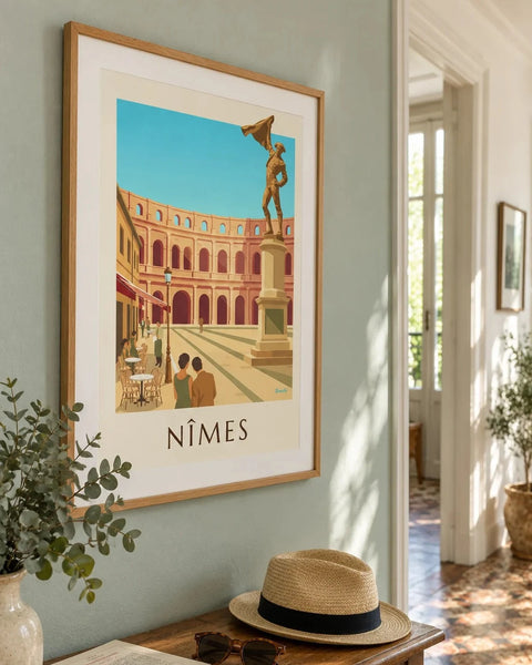 Affiches Nîmes : affiche de la collection encadrée dans un intérieur