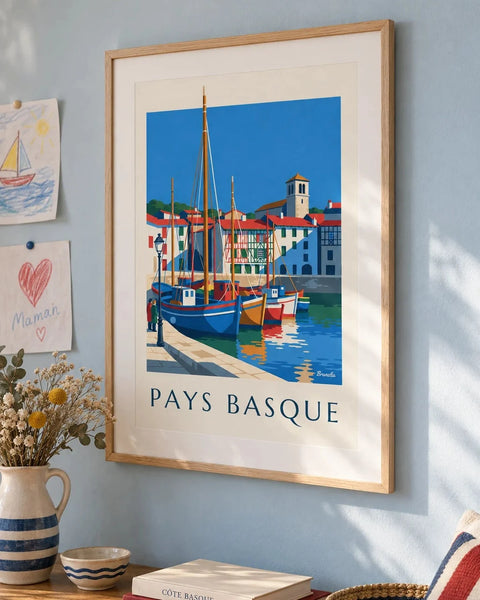 Affiches Pays basque : affiche de la collection encadrée dans un intérieur