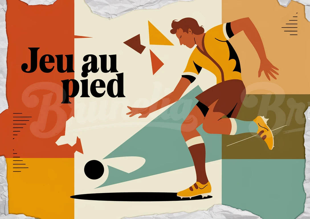 Affiche Jeu au pied joueur football vintage